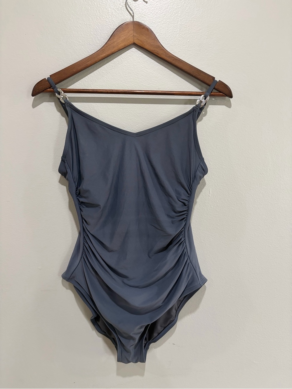 MICHAEL Michael Kors Slate Blue Ruched One-Piece Swimsuit